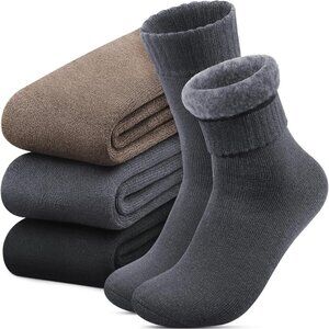 3 Pairs Thermal Socks for Men 6-13, Thick Warm Winter Outdoors Hiking Socks Mens